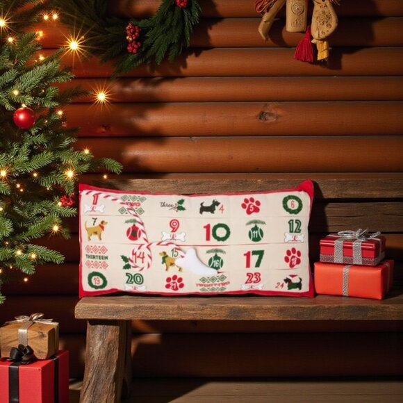 Doggie Advent Calendar Throw Pillow - Red and White - Picture 2 of 7